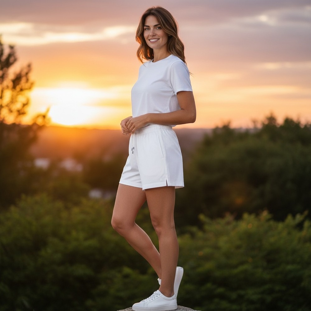 NIMBLE Shorts Women's Size MEDIUM Casual Lounge White Cotton Drawstring Waist
